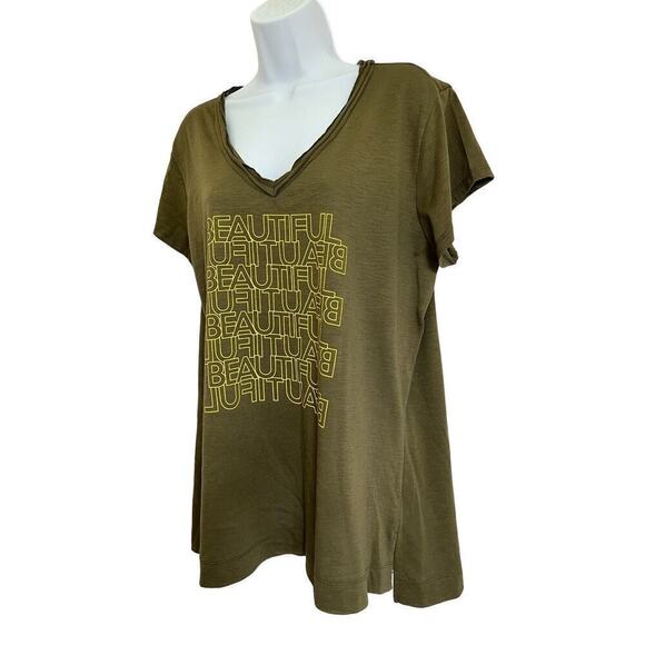 Dept 222‎ Top Women’s Size XL Top Tee V Neck Short Sleeves Side Slits - Picture 3 of 11